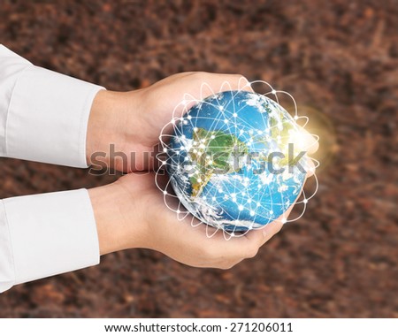 Men holding the world in their hands,Some components of this image are provided courtesy of NASA