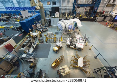 HOUSTON, TX - MAR 22: Space shuttle factory at the Space Museum on March 22, 2015 in Houston, USA. It was the old factory where NASA built the shuttle space.