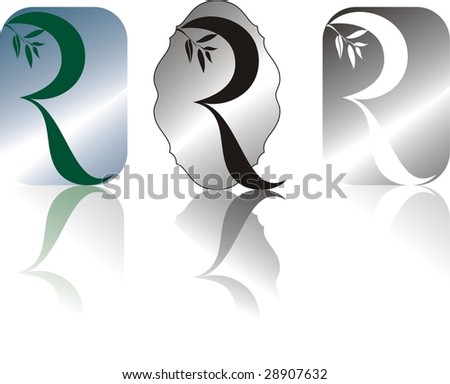 Logo Design Letter on Mirrors And Letter R With Leaves Stock Vector 28907632   Shutterstock