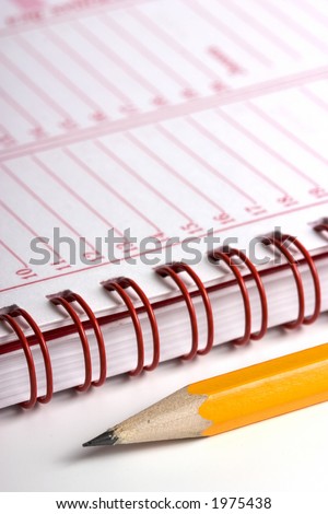 Open day planner with a pencil