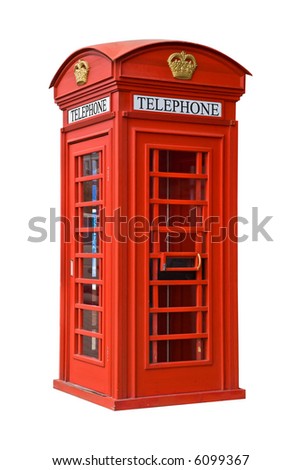 The British red phone booth isolated on white The British red phone booth isolated on white