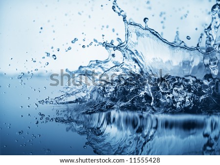 stock photo : Clean water and water bubbles in blue