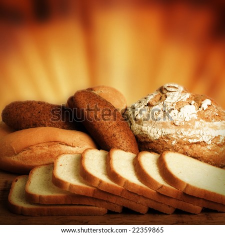 stock photo : Loaf of bread over background.