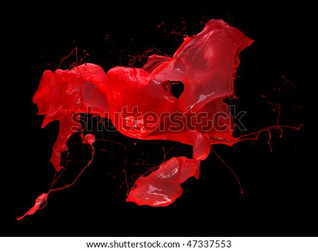 red paint splash isolated on black background
