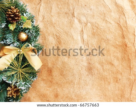 Christmas wreath on the paper