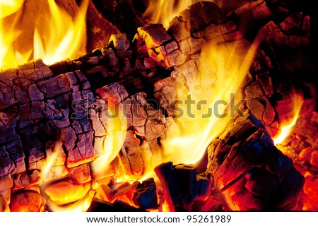 home fire in the fireplace,