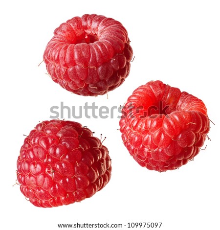 Ripe raspberry isolated on a white background