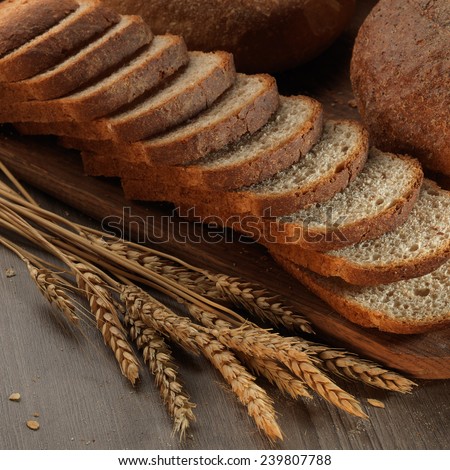 fresh bread on the wooden board