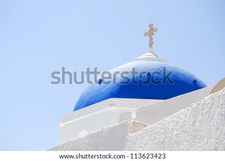 Typical dome of Santorini. Greece.