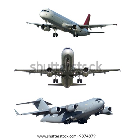 Various air liners isolated on a white background. Hand made high-quality cutting in high resolution