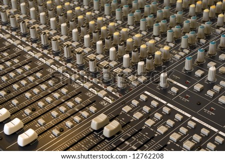 Audio Mixing Sound Board close-up