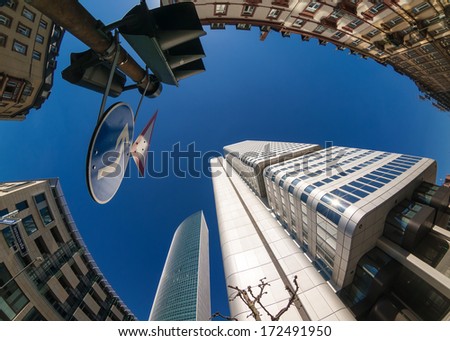 FRANKFURT, GERMANY - MAY 11, 2008: Frankfurt city street view.  Frankfurt is the fifth-largest city in Germany  is also a center for finance, commerce, culture, education and tourism.