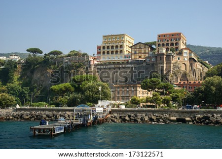 SORRENTO, ITALY - JULY 28, 2008: Port of Sorrento. Sorrento is a small town in Campania, southern Italy,