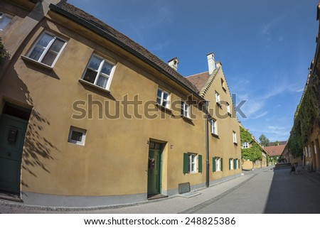 AUGSBURG, GERMANY - AUGUST  17, 2014:  The Fuggerei is the world\'s oldest social housing complex still in use