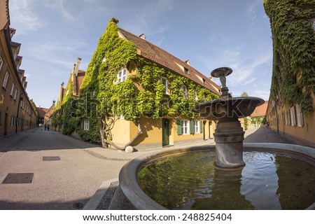 AUGSBURG, GERMANY - AUGUST  17, 2014:  The Fuggerei is the world\'s oldest social housing complex still in use