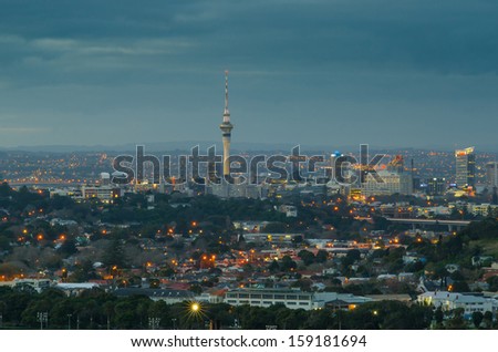 View of Auckland skyline from One Tree Hill