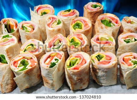 Wrap sandwiches with Armenian lavash (flatbread)