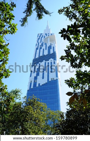 BATUMI, ADJARA, GEORGIA - SEPTEMBER 16: Batumi Technological University Tower on September 16, 2013 in Batumi. It is the first ever skyscraper in the world with an integrated Ferris wheel.