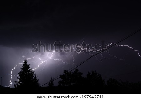 A lightning flash during a thunderstorm