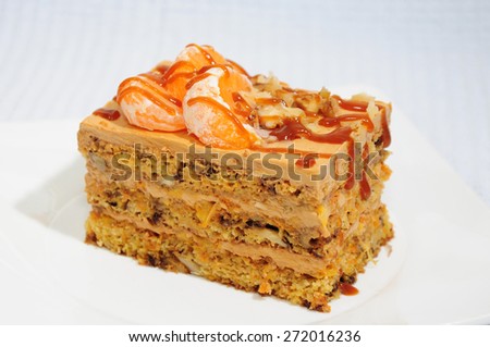 Tangerine cake isolated on white background