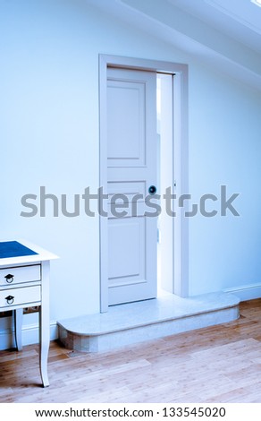 interior in light paints. door.