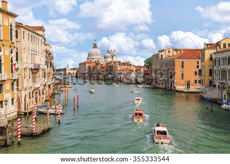 View of traditional Gondola on the famous Canal Grande - Venice, Venezia, Venedig