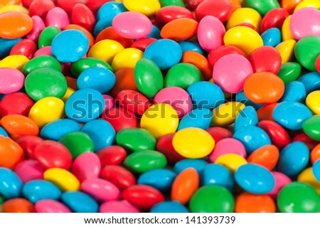 Close up of Sugar Coated Chocolate Buttons (Smarties)