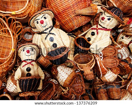 Rattan baskets. Basket weaving is a traditional craft in Vietnam
