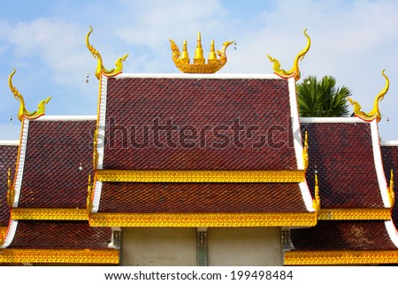 gable apex of church in a temple, roof at Wat Pho, Ban, Thailand