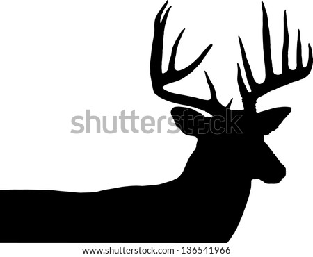 Big Buck Black Silhouette Over A White Background Stock Photo 136541966