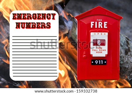 emergency phone list with alarm station and fire as the background