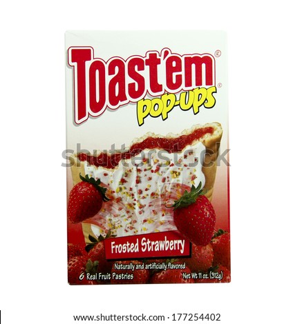 SPENCER , WISCONSIN-February 17, 2014 : box of Toast\'em pop-ups. Toast\'em pop-ups were first introduced in 1964 by Schulze and Burch Biscuit Company.