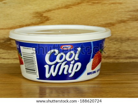 SPENCER , WISCONSIN-APRIL 22, 2014 :  tub container of Kraft Cool Whip. Kraft is an American grocery manufacturing and processing conglomerete founded in 1903