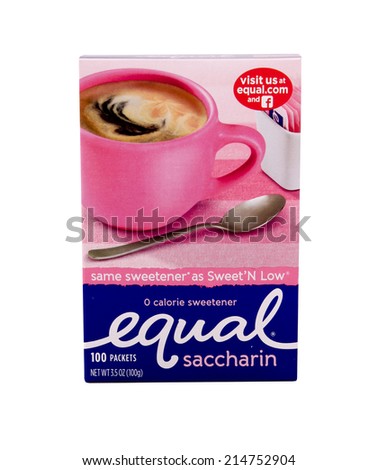 SPENCER , WISCONSIN Sept.12 , 2014:  box of Equal artificial sweetener. Equal is marketed by Merisant Corp. as a table top sweetener