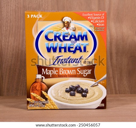 SPENCER , WISCONSIN,  February, 0, 2015  Box of  Cream of Wheat Instant Hot Cereal. Cream of Wheat was founded in 1893