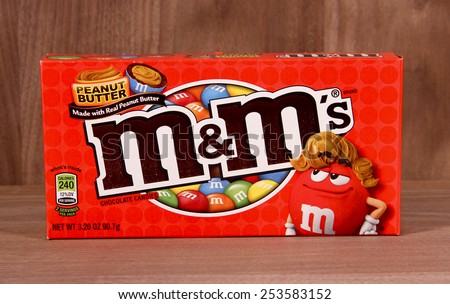 SPENCER , WISCONSIN,  February, 17, 2015  Box of Peanut Butter M&M\'S. M&M\'S were introduced in 1941 and are owned by the Mars Candy Company