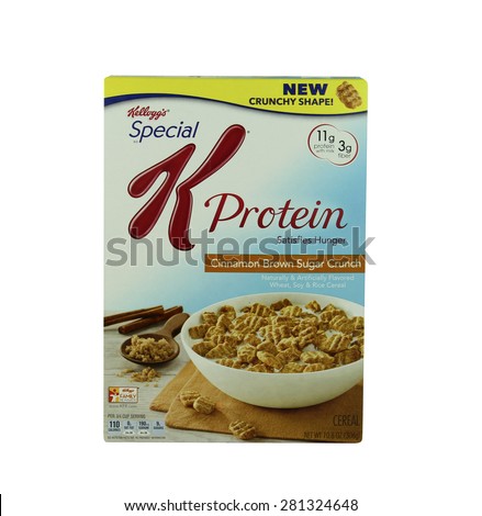 SPENCER , WISCONSIN, May, 25, 2015  Box of Special K Special K Cinnamon Brown Surgar Crunch Cereal. Special K is a Kellog\'s product. Kellog\'s was founded in 1906