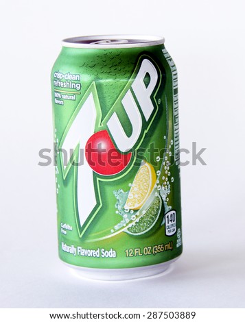 SPENCER , WISCONSIN, June, 15, 2015  Can of  7 Up Soda. 7 Up is a brand of lemon-lime soft drink that was founded in 1929