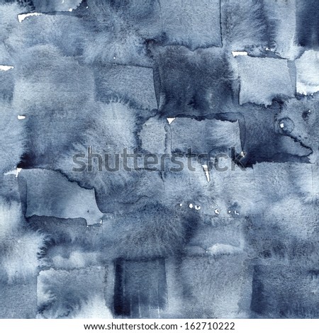 Blue Abstract Watercolor Squares, indigo watercolour painting suitable for a background or texture.