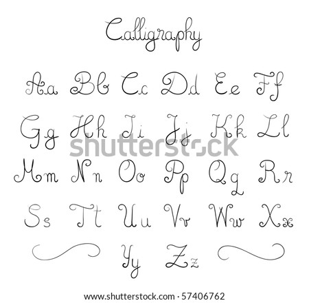 stock vector Hand drawn calligraphic font in vector format