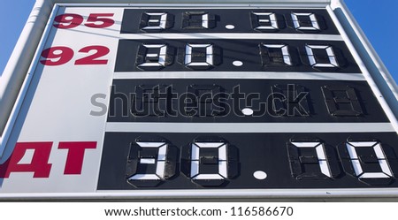 Gas station price board