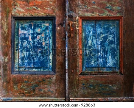 Old weathered wood door panels