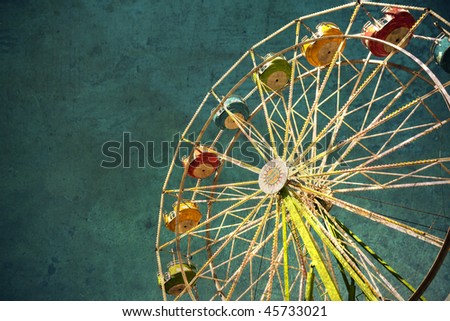 View of a carnival ferris wheel textured for a grunge effect.