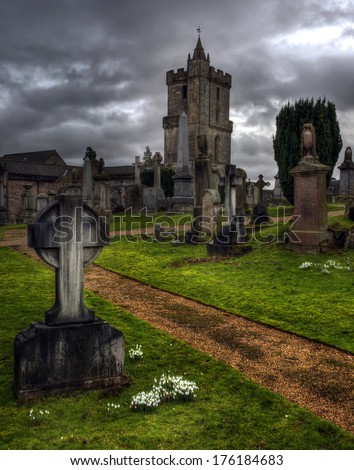 Eerie old Graveyard in Stirling Castle Scotland