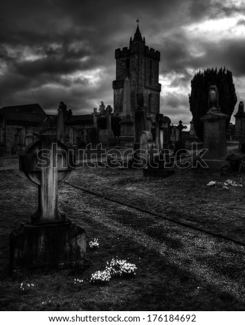 Eerie old Graveyard in Stirling Castle Scotland