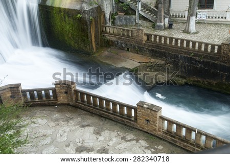 The falls on the river are pleasing to the eye of all travelers and strongly rustle