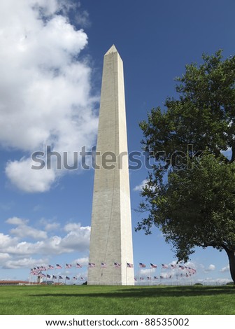 The Washington Monument is a 555 feet obelisk built as a memorial to George Washington, first President of the United States.