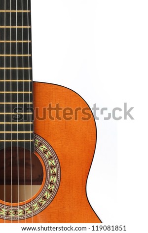 Acoustic guitar wallpaper isolated on white background for poster design