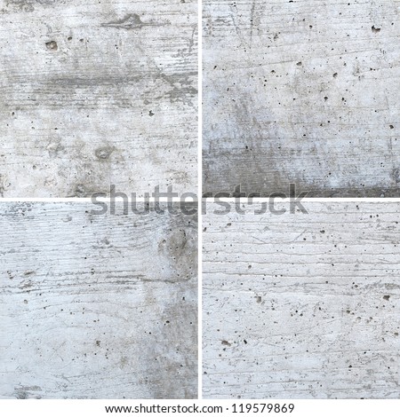 White concrete texture with wood shuttering carved on it background set