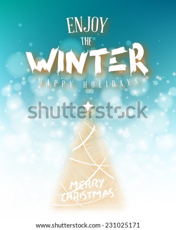 Vector Winter background. Winter Label with christmas decoration in snow background.